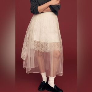 Anthropologie RAISSA Giselle Ballet Tulle Skirt Creamy White, size M